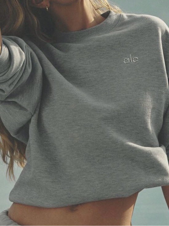 ALO Yoga Tops - ALO Yoga Women's Gray Logo crewneck  Sweatshirt